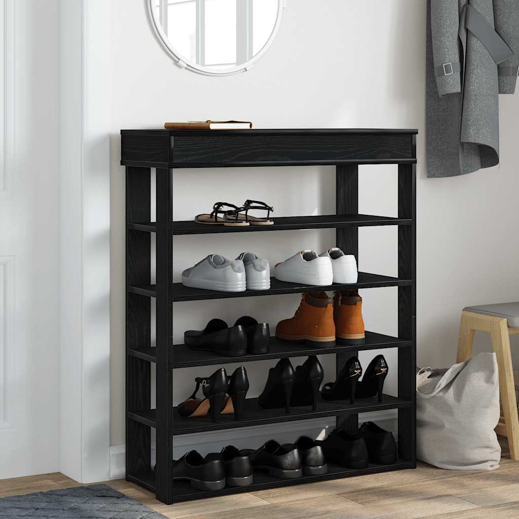 Schoenenrek 80x30x98 cm bewerkt hout zwart is nu te koop bij PeponiXL, paradijselijk wonen!