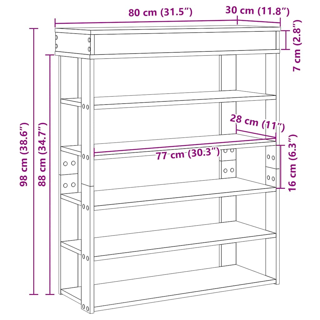 Schoenenrek 80x30x98 cm bewerkt hout zwart is nu te koop bij PeponiXL, paradijselijk wonen!