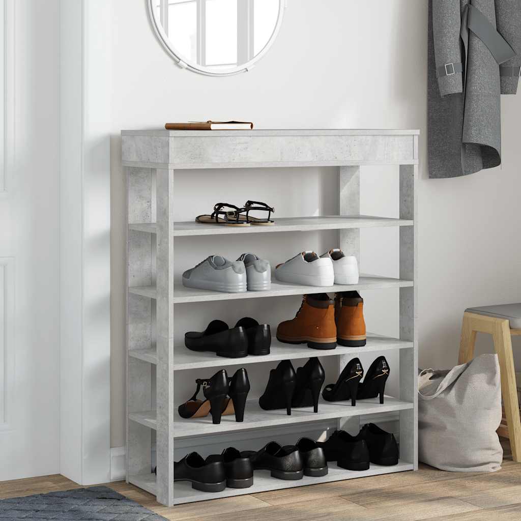 Schoenenrek 80x30x98 cm bewerkt hout betongrijs is nu te koop bij PeponiXL, paradijselijk wonen!