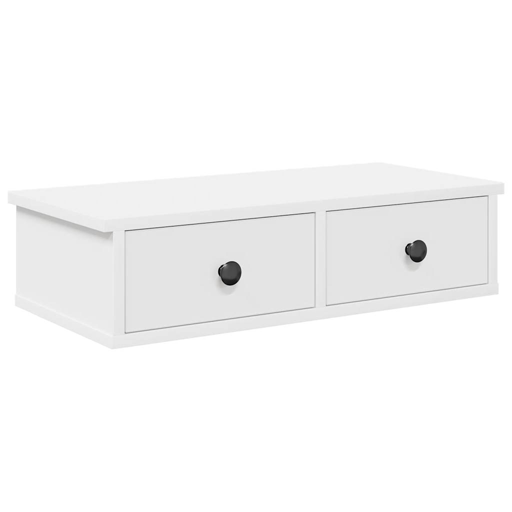 Wandschap met lades 60x28x15 cm bewerkt hout wit is nu te koop bij PeponiXL, paradijselijk wonen!