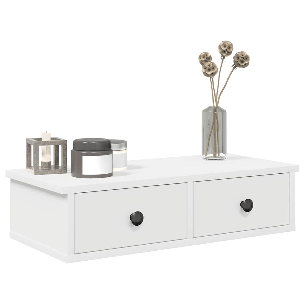 Wandschap met lades 60x28x15 cm bewerkt hout wit is nu te koop bij PeponiXL, paradijselijk wonen!