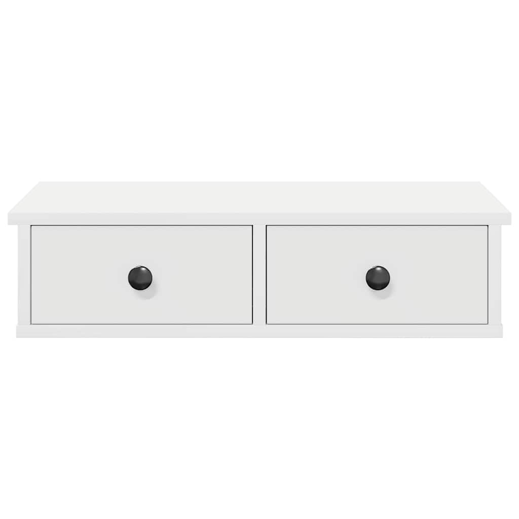 Wandschap met lades 60x28x15 cm bewerkt hout wit is nu te koop bij PeponiXL, paradijselijk wonen!
