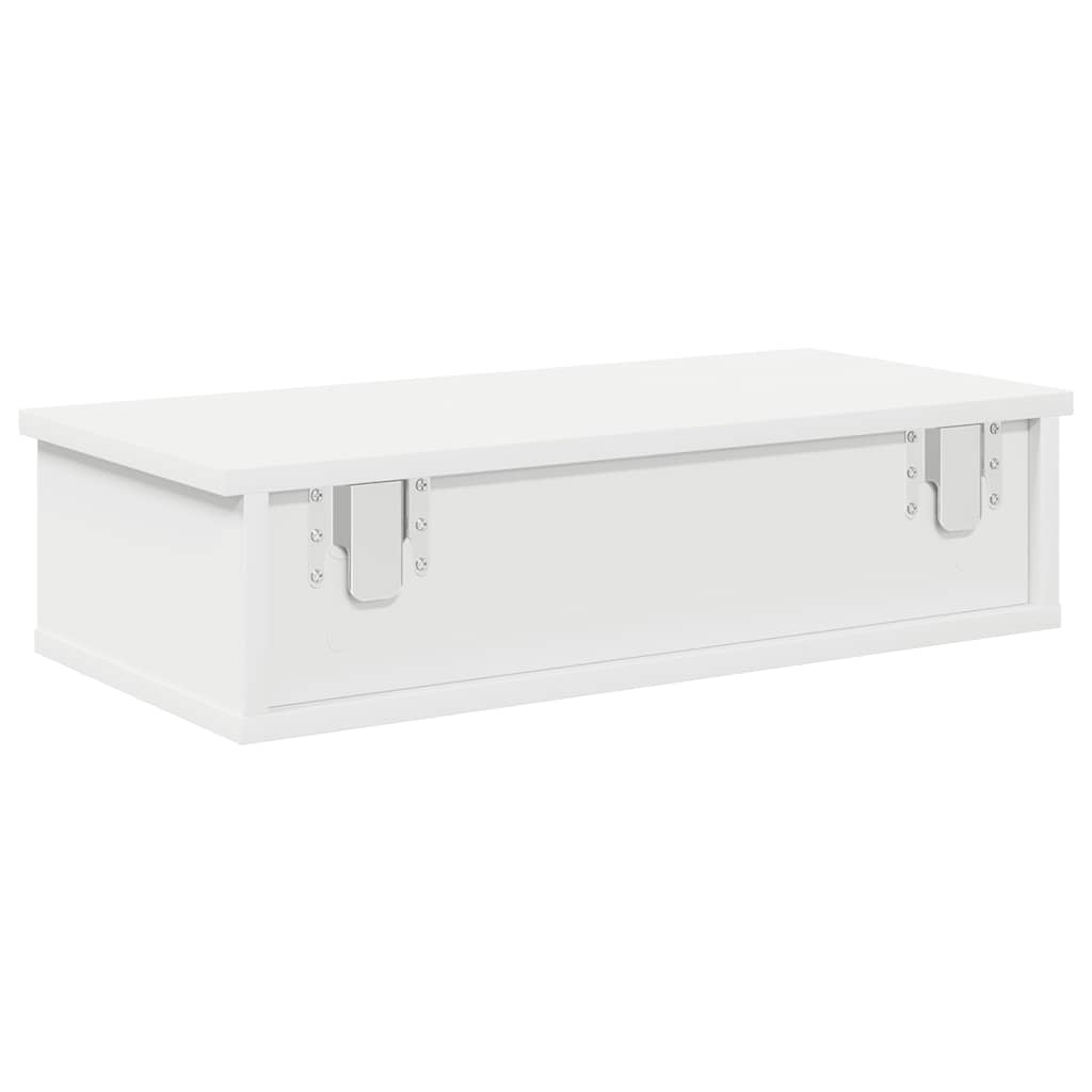 Wandschap met lades 60x28x15 cm bewerkt hout wit is nu te koop bij PeponiXL, paradijselijk wonen!
