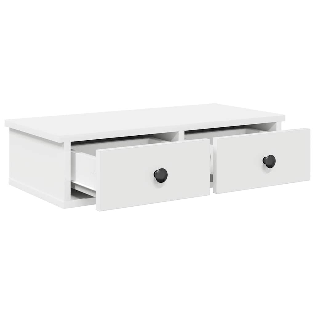 Wandschap met lades 60x28x15 cm bewerkt hout wit is nu te koop bij PeponiXL, paradijselijk wonen!