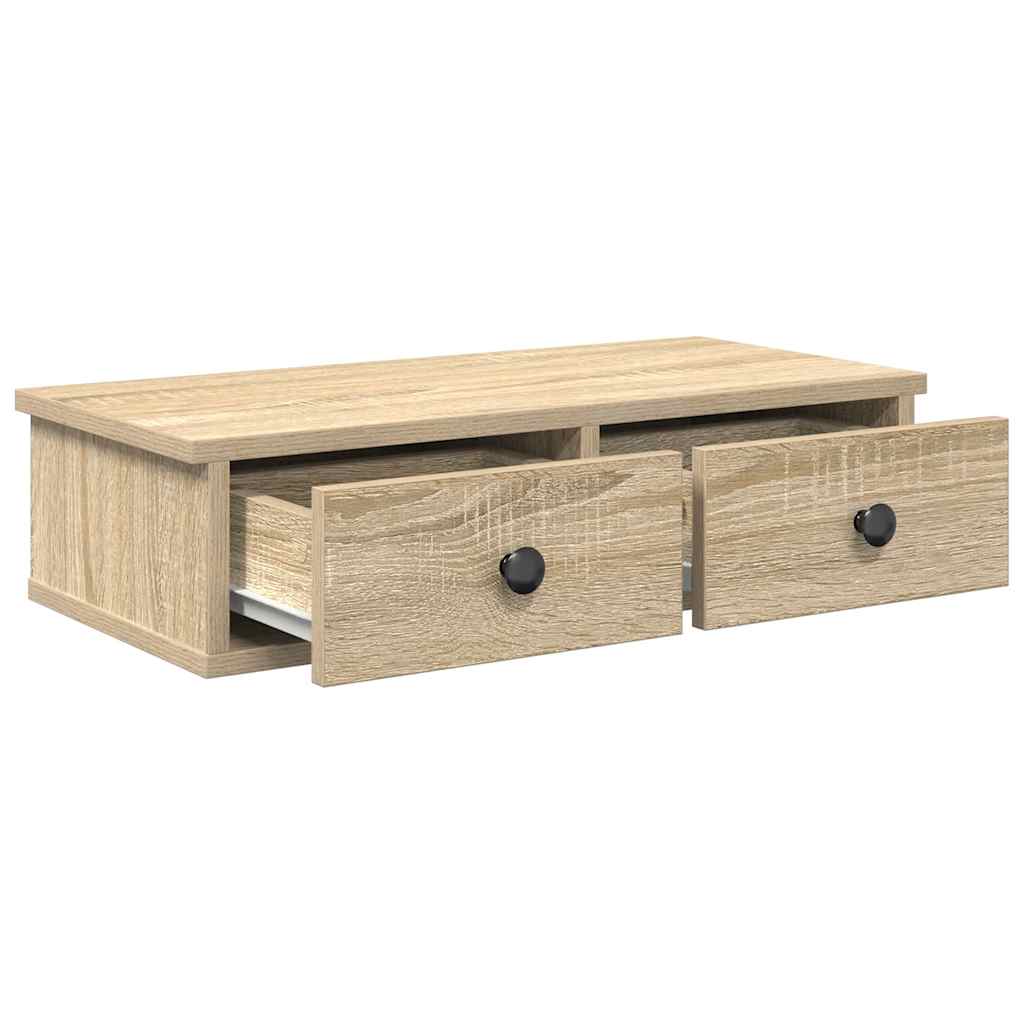 Wandschap met lades 60x28x15 cm bewerkt hout sonoma eikenkleur is nu te koop bij PeponiXL, paradijselijk wonen!