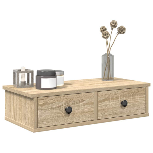 Wandschap met lades 60x28x15 cm bewerkt hout sonoma eikenkleur is nu te koop bij PeponiXL, paradijselijk wonen!