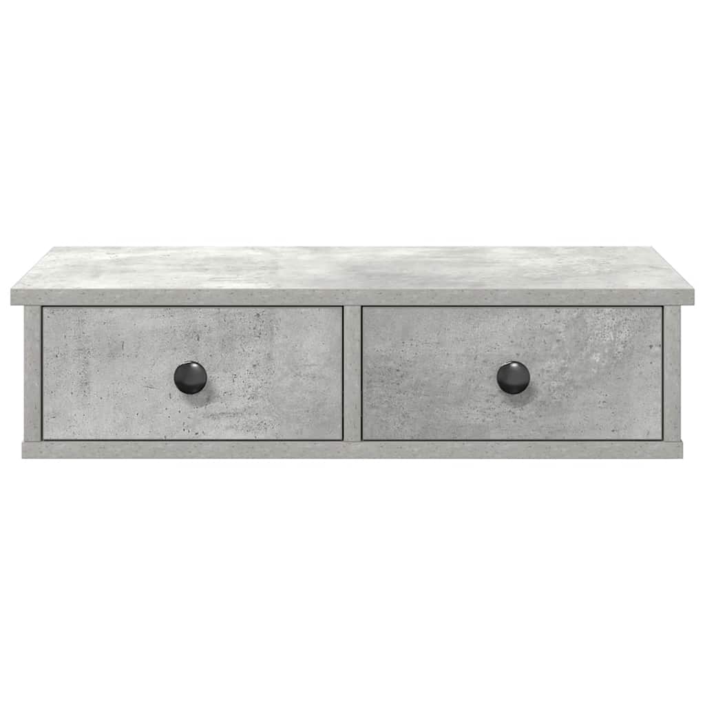 Wandschap met lades 60x28x15 cm bewerkt hout betongrijs is nu te koop bij PeponiXL, paradijselijk wonen!