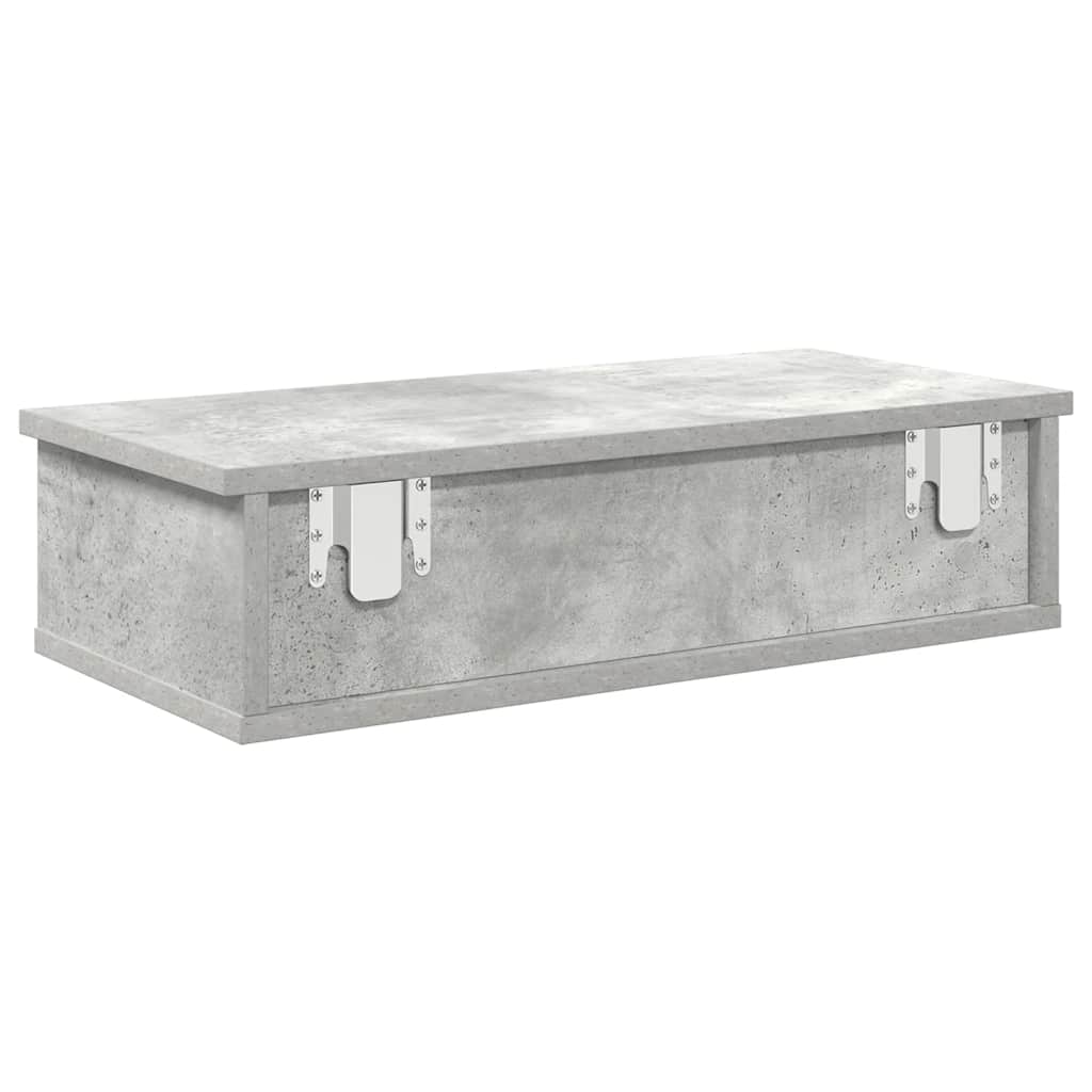Wandschap met lades 60x28x15 cm bewerkt hout betongrijs is nu te koop bij PeponiXL, paradijselijk wonen!