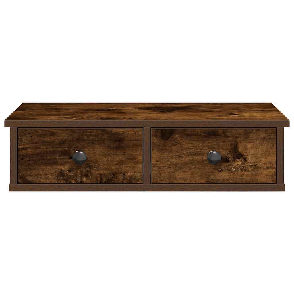 Wandschap met lades 60x28x15 cm bewerkt hout gerookt eikenkleur is nu te koop bij PeponiXL, paradijselijk wonen!