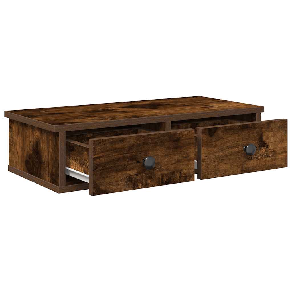 Wandschap met lades 60x28x15 cm bewerkt hout gerookt eikenkleur is nu te koop bij PeponiXL, paradijselijk wonen!