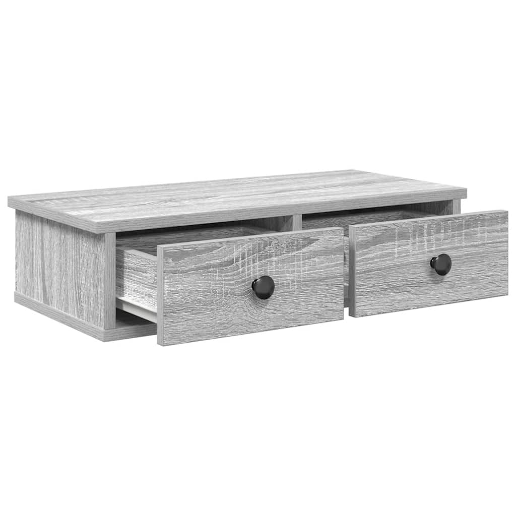 Wandschap met lades 60x28x15 cm bewerkt hout grijs sonoma eiken is nu te koop bij PeponiXL, paradijselijk wonen!