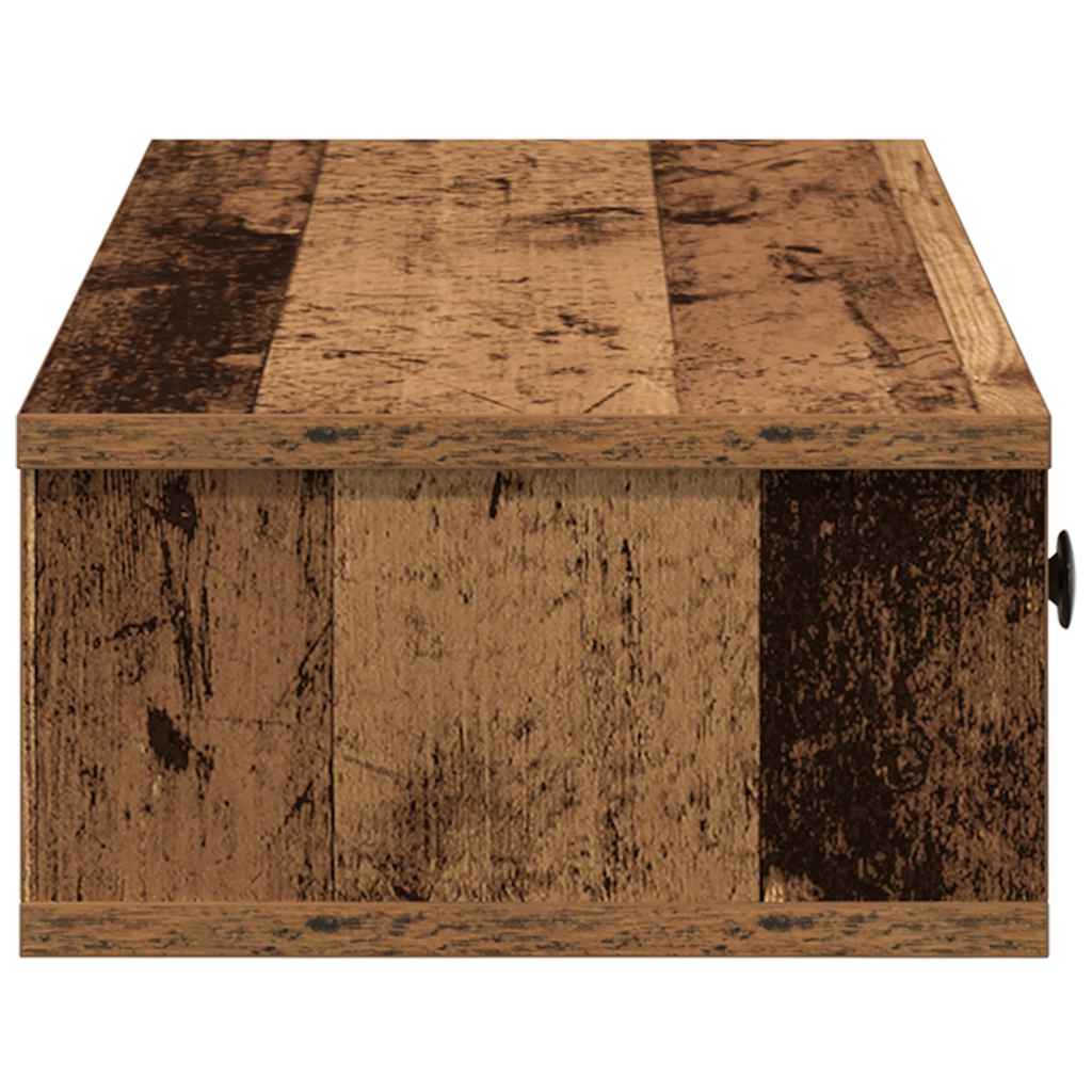 Wandschap met lades 60x28x15 cm bewerkt hout oud houtkleurig is nu te koop bij PeponiXL, paradijselijk wonen!