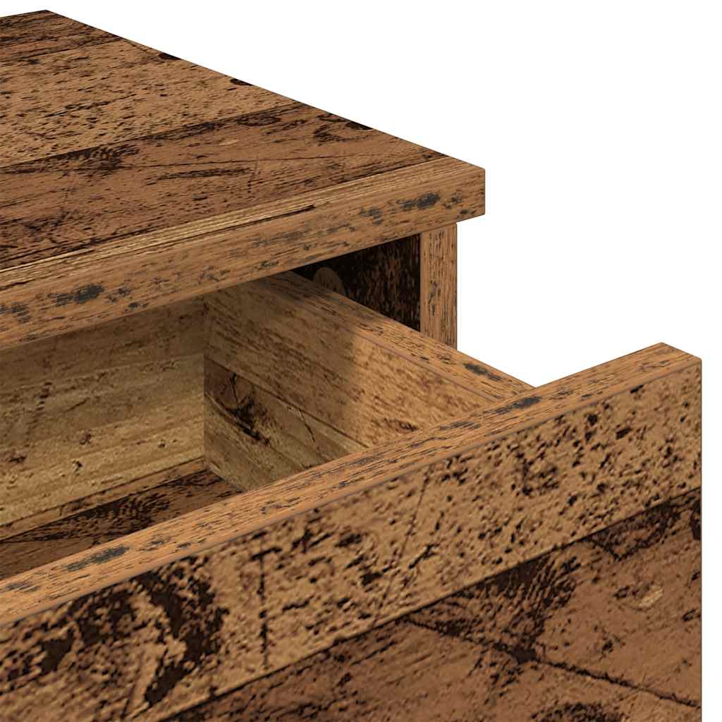 Wandschap met lades 60x28x15 cm bewerkt hout oud houtkleurig is nu te koop bij PeponiXL, paradijselijk wonen!