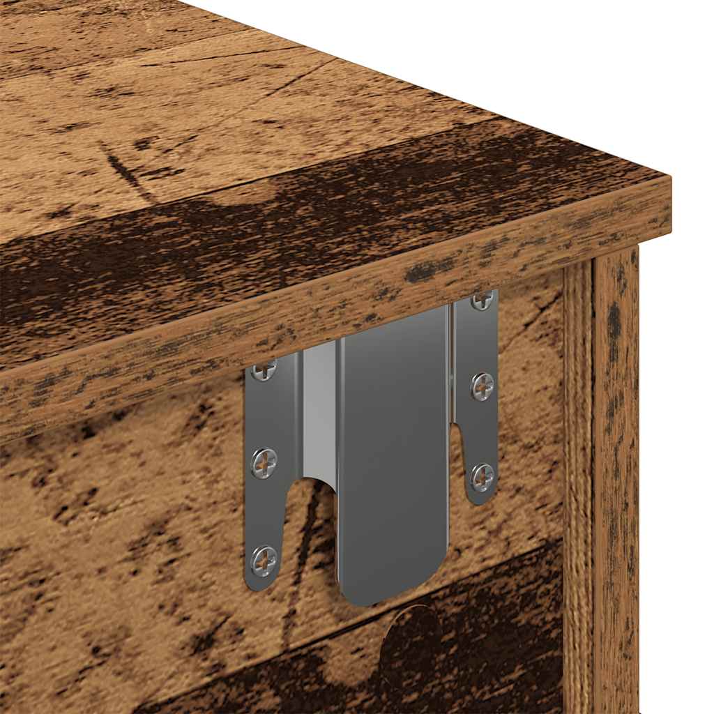 Wandschap met lades 60x28x15 cm bewerkt hout oud houtkleurig is nu te koop bij PeponiXL, paradijselijk wonen!