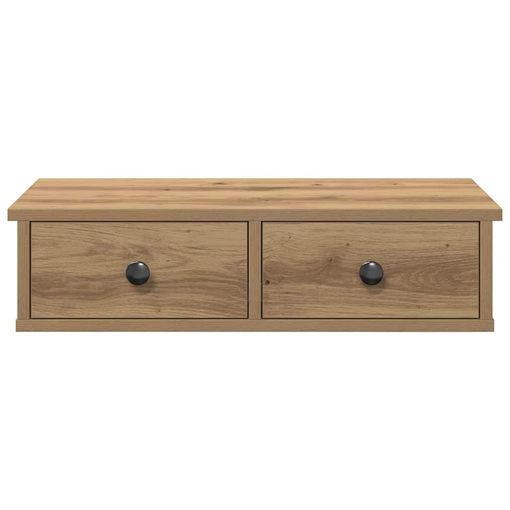 Wandschap met lades 60x28x15 cm bewerkt hout artisanaal eiken is nu te koop bij PeponiXL, paradijselijk wonen!