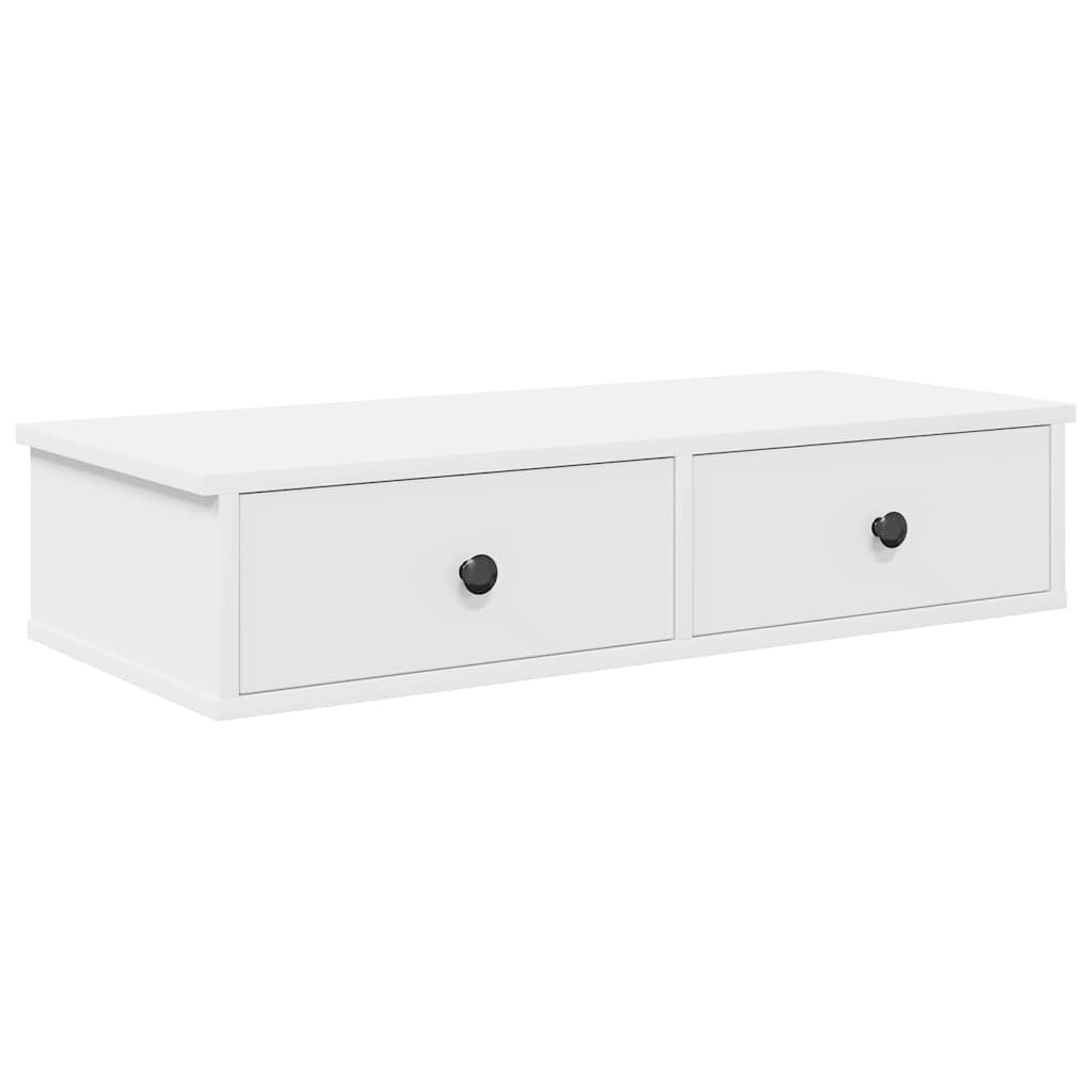Wandschap met lades 80x34x17 cm bewerkt hout wit is nu te koop bij PeponiXL, paradijselijk wonen!