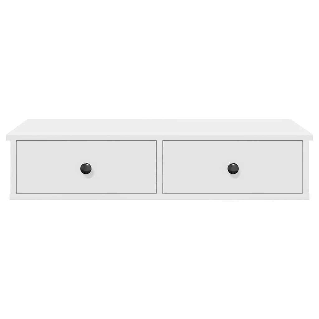 Wandschap met lades 80x34x17 cm bewerkt hout wit is nu te koop bij PeponiXL, paradijselijk wonen!