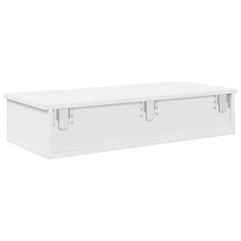 Wandschap met lades 80x34x17 cm bewerkt hout wit is nu te koop bij PeponiXL, paradijselijk wonen!