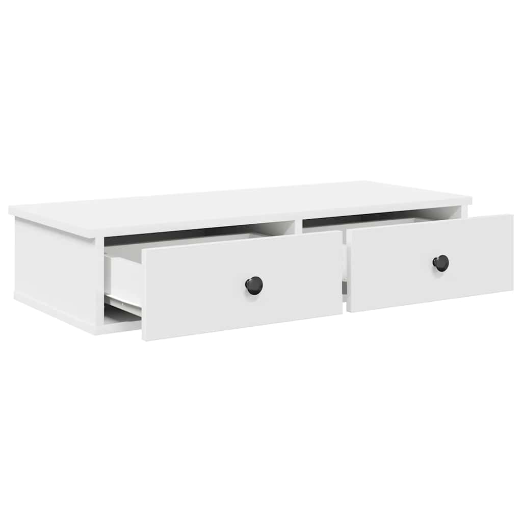 Wandschap met lades 80x34x17 cm bewerkt hout wit is nu te koop bij PeponiXL, paradijselijk wonen!