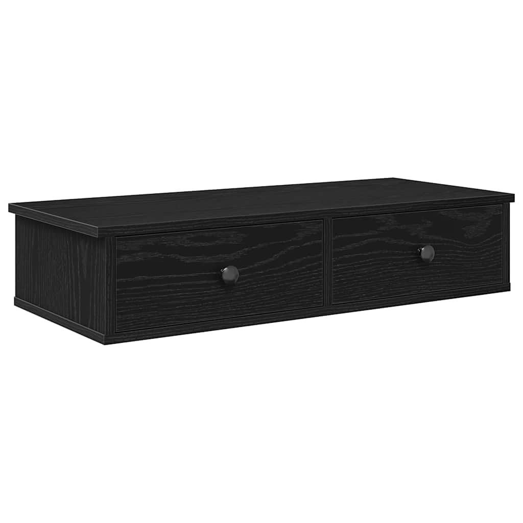 Wandschap met lades 80x31x17 cm bewerkt hout zwart is nu te koop bij PeponiXL, paradijselijk wonen!