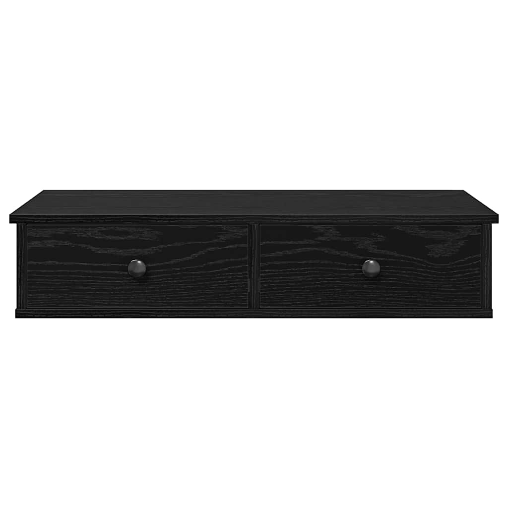 Wandschap met lades 80x31x17 cm bewerkt hout zwart is nu te koop bij PeponiXL, paradijselijk wonen!