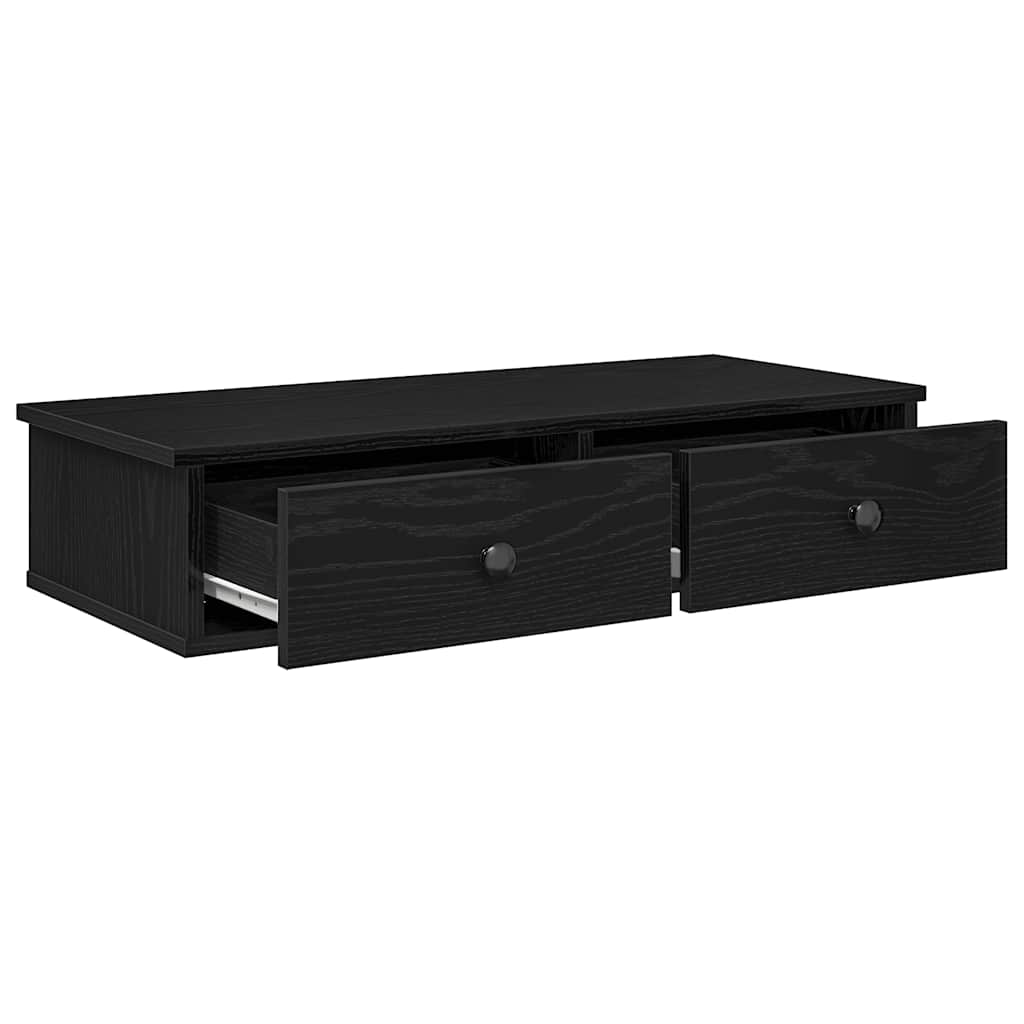 Wandschap met lades 80x31x17 cm bewerkt hout zwart is nu te koop bij PeponiXL, paradijselijk wonen!