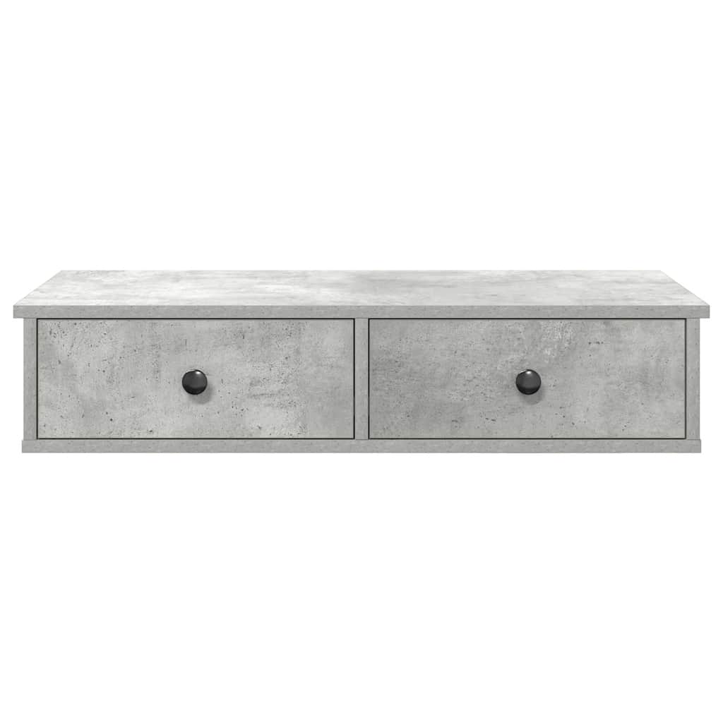 Wandschap met lades 80x31x17 cm bewerkt hout betongrijs is nu te koop bij PeponiXL, paradijselijk wonen!