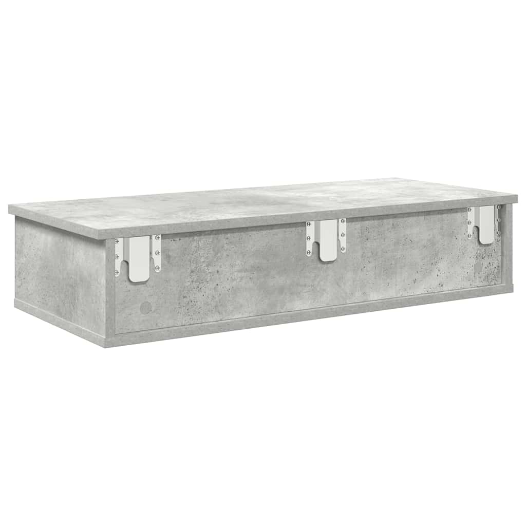Wandschap met lades 80x31x17 cm bewerkt hout betongrijs is nu te koop bij PeponiXL, paradijselijk wonen!