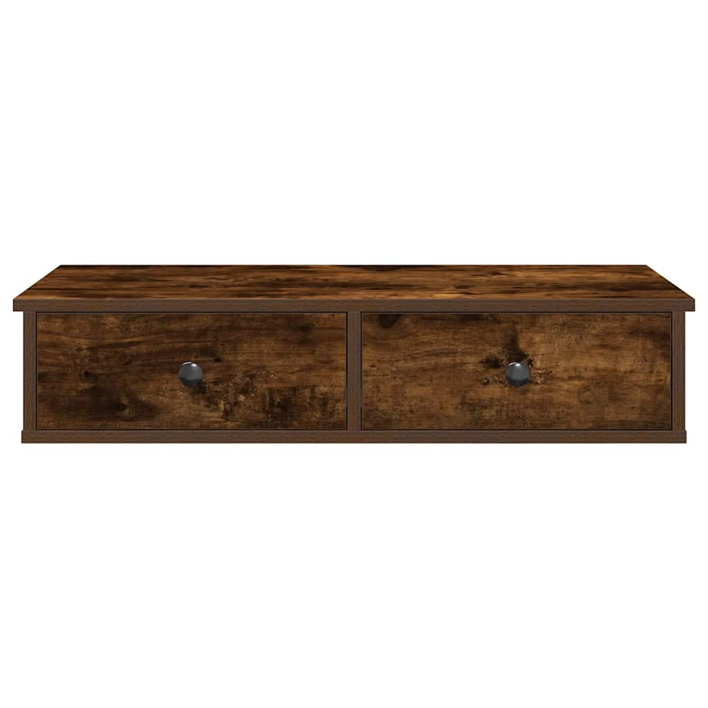 Wandschap met lades 80x31x17 cm bewerkt hout gerookt eikenkleur is nu te koop bij PeponiXL, paradijselijk wonen!