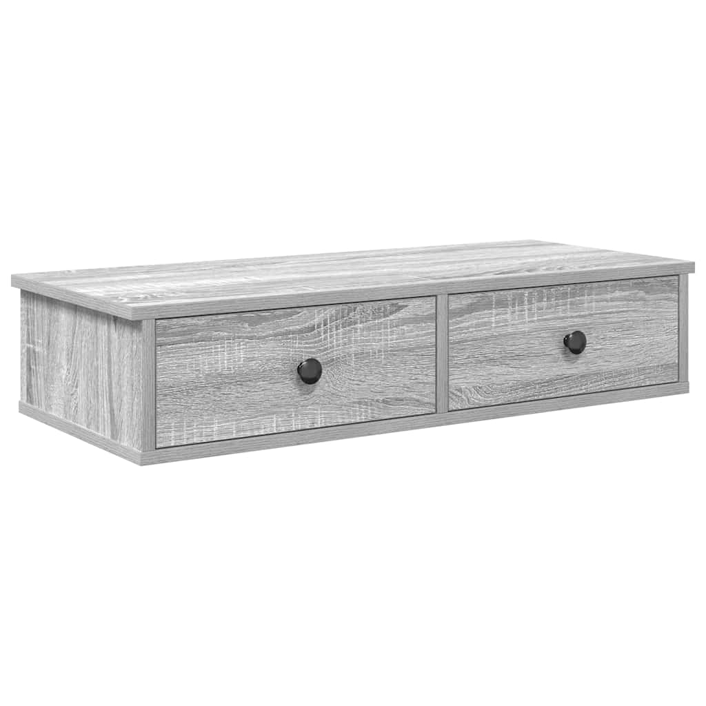 Wandschap met lades 80x31x17 cm bewerkt hout grijs sonoma eiken is nu te koop bij PeponiXL, paradijselijk wonen!