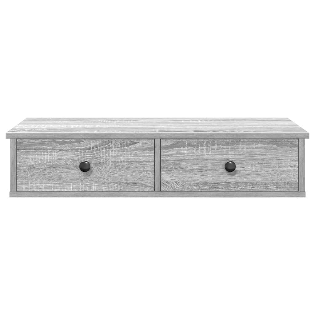 Wandschap met lades 80x31x17 cm bewerkt hout grijs sonoma eiken is nu te koop bij PeponiXL, paradijselijk wonen!