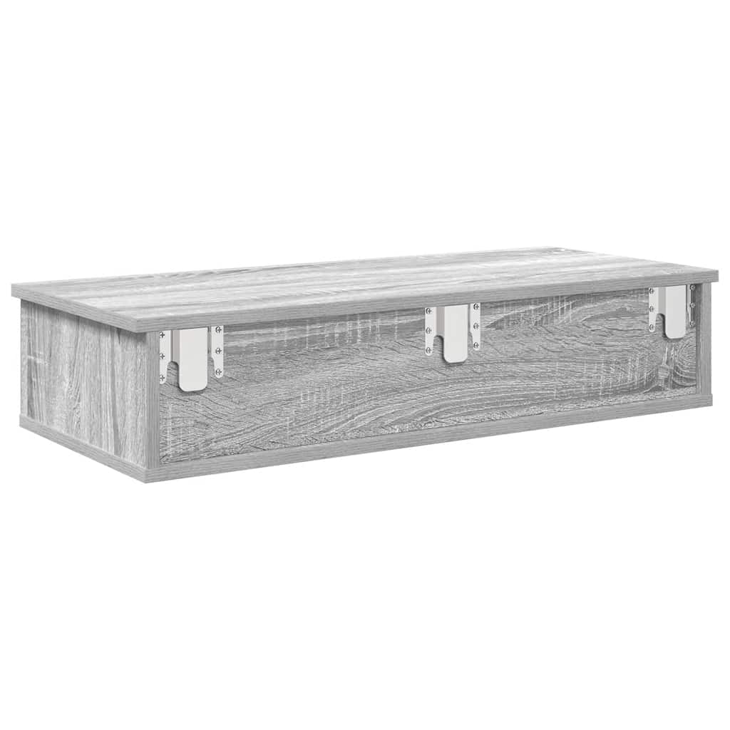 Wandschap met lades 80x31x17 cm bewerkt hout grijs sonoma eiken is nu te koop bij PeponiXL, paradijselijk wonen!
