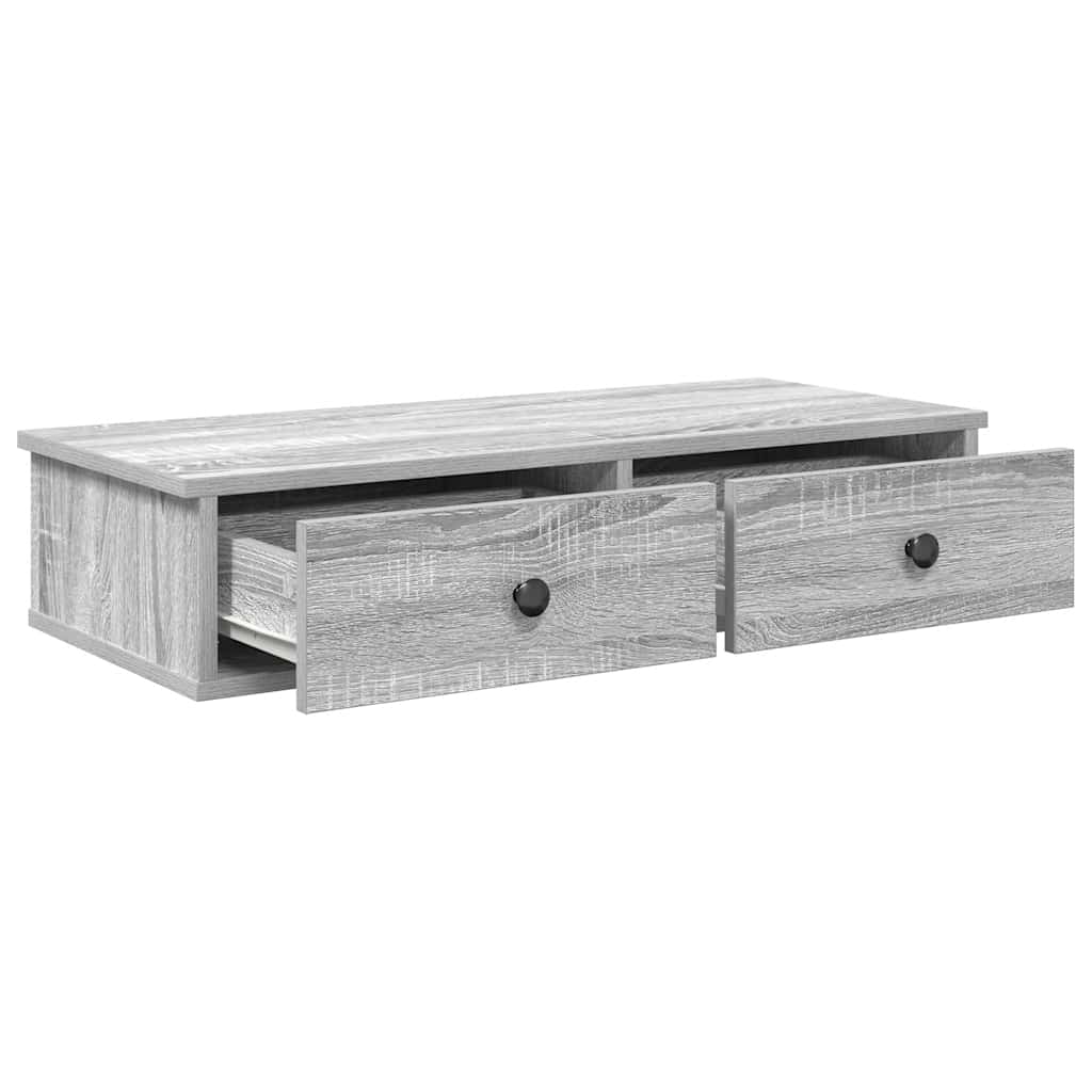 Wandschap met lades 80x31x17 cm bewerkt hout grijs sonoma eiken is nu te koop bij PeponiXL, paradijselijk wonen!
