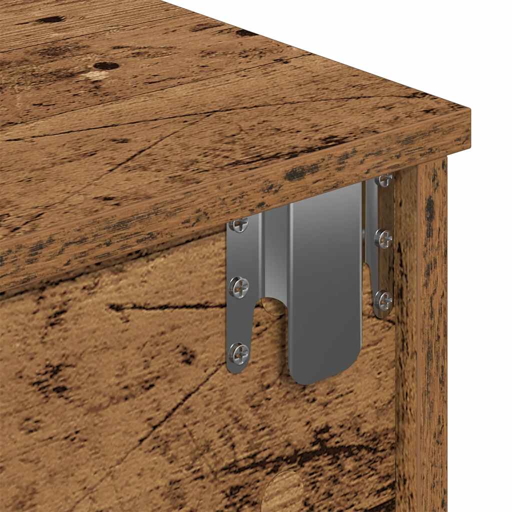 Wandschap met lades 80x31x17 cm bewerkt hout oud houtkleurig is nu te koop bij PeponiXL, paradijselijk wonen!