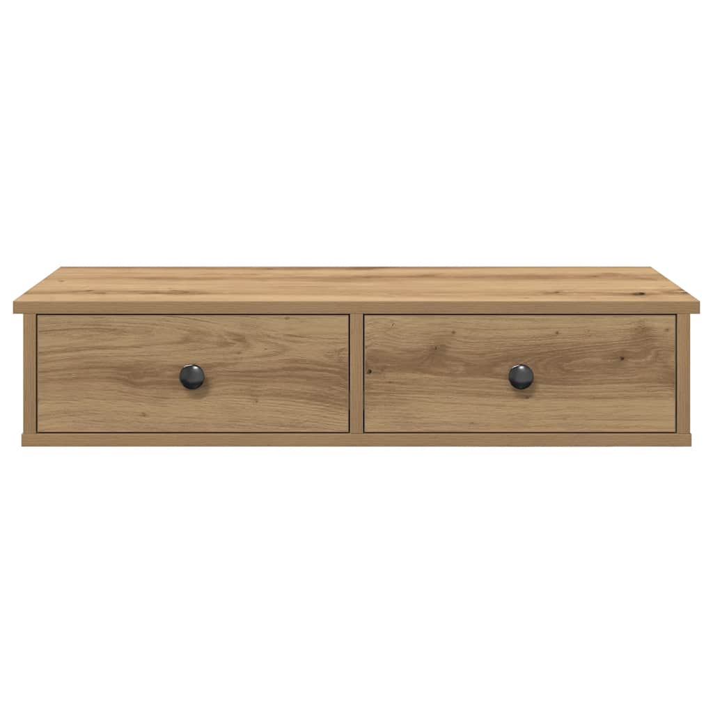 Wandschap met lades 80x31x17 cm bewerkt hout artisanaal eiken is nu te koop bij PeponiXL, paradijselijk wonen!