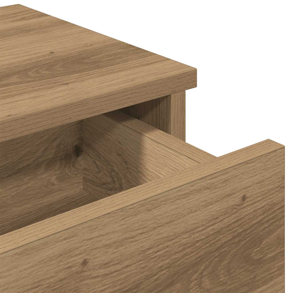 Wandschap met lades 80x31x17 cm bewerkt hout artisanaal eiken is nu te koop bij PeponiXL, paradijselijk wonen!