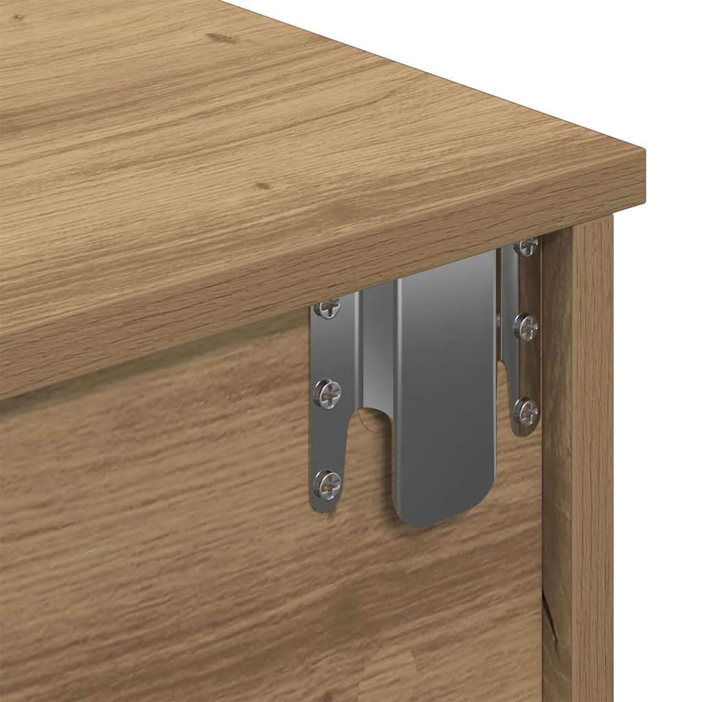 Wandschap met lades 80x31x17 cm bewerkt hout artisanaal eiken is nu te koop bij PeponiXL, paradijselijk wonen!