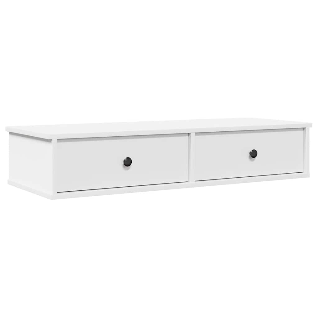 Wandschap met lades 100x37,5x19 cm bewerkt hout wit is nu te koop bij PeponiXL, paradijselijk wonen!