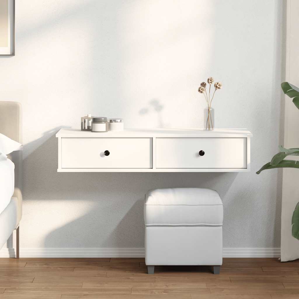 Wandschap met lades 100x37,5x19 cm bewerkt hout wit is nu te koop bij PeponiXL, paradijselijk wonen!