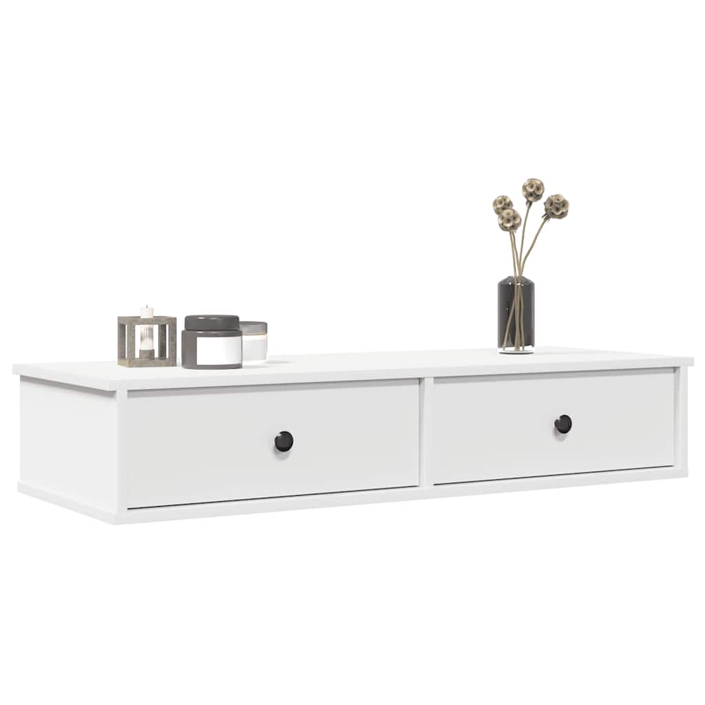 Wandschap met lades 100x37,5x19 cm bewerkt hout wit is nu te koop bij PeponiXL, paradijselijk wonen!