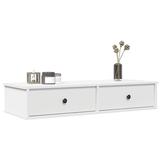 Wandschap met lades 100x37,5x19 cm bewerkt hout wit is nu te koop bij PeponiXL, paradijselijk wonen!