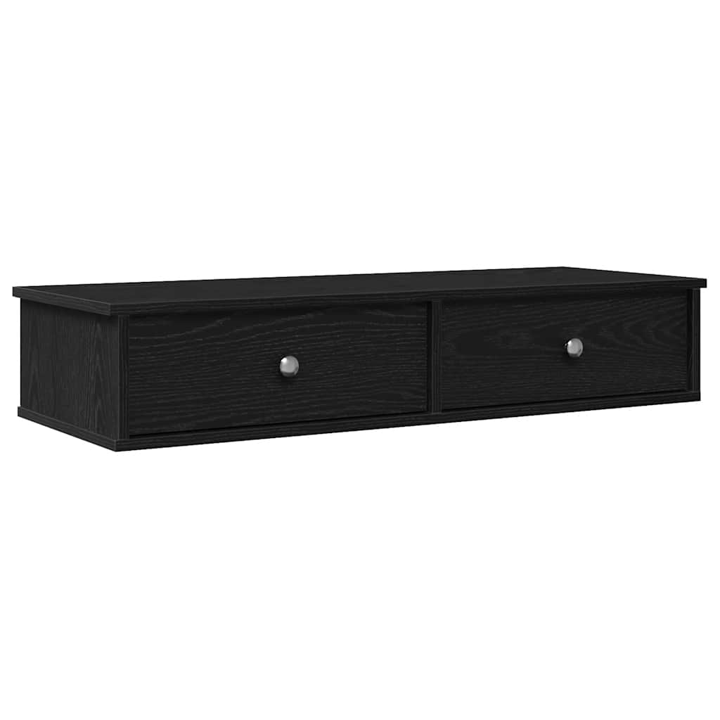 Wandschap met lades 100x37,5x19 cm bewerkt hout zwart is nu te koop bij PeponiXL, paradijselijk wonen!
