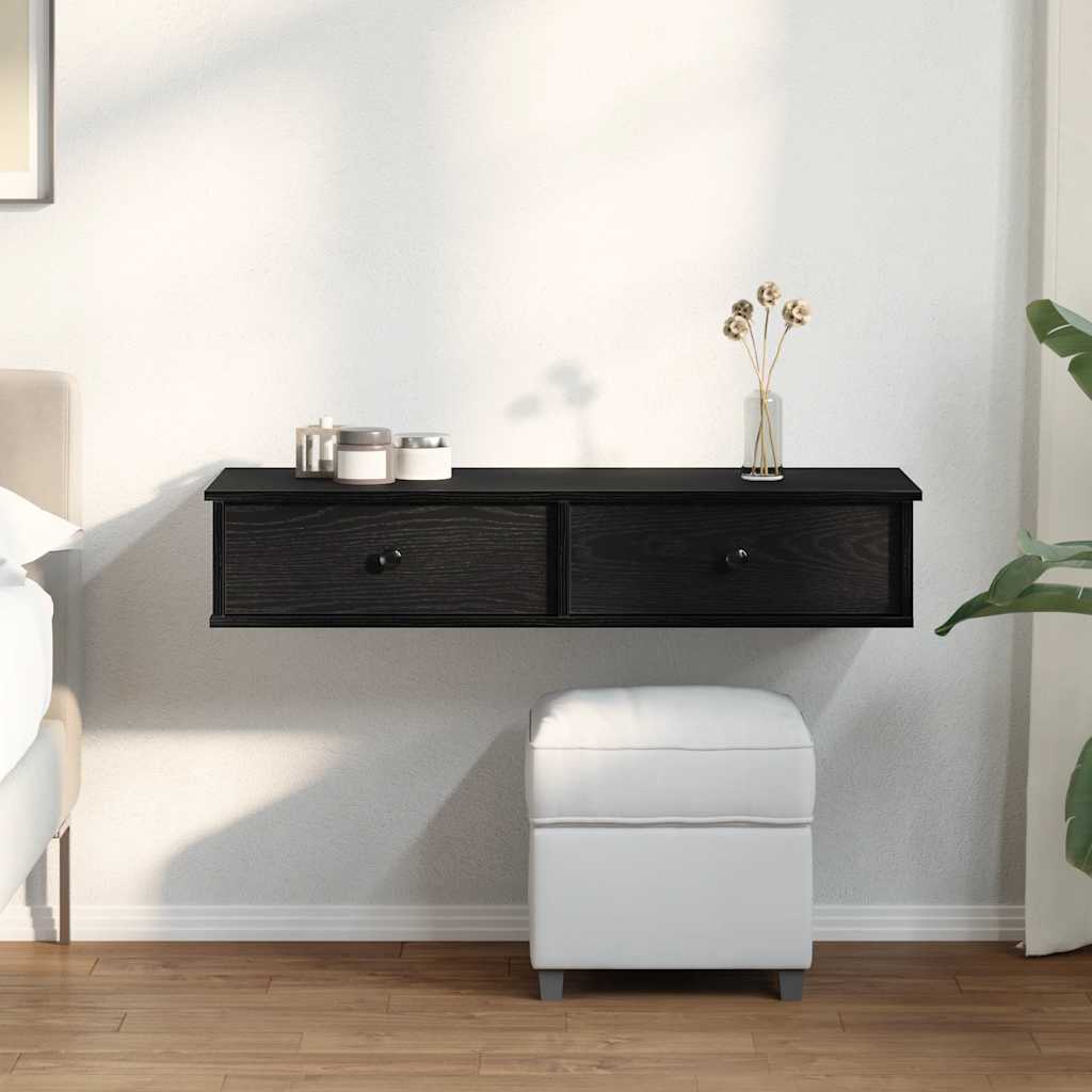 Wandschap met lades 100x37,5x19 cm bewerkt hout zwart is nu te koop bij PeponiXL, paradijselijk wonen!