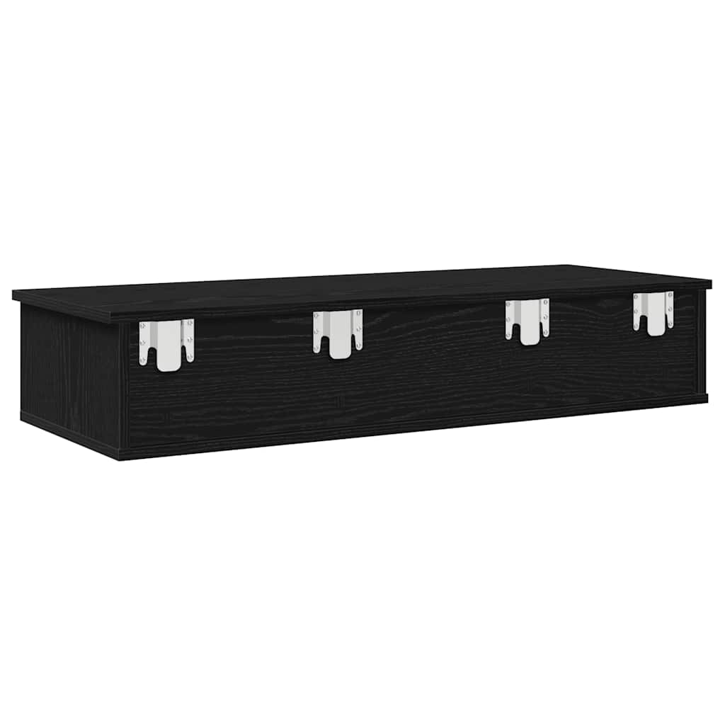 Wandschap met lades 100x37,5x19 cm bewerkt hout zwart is nu te koop bij PeponiXL, paradijselijk wonen!