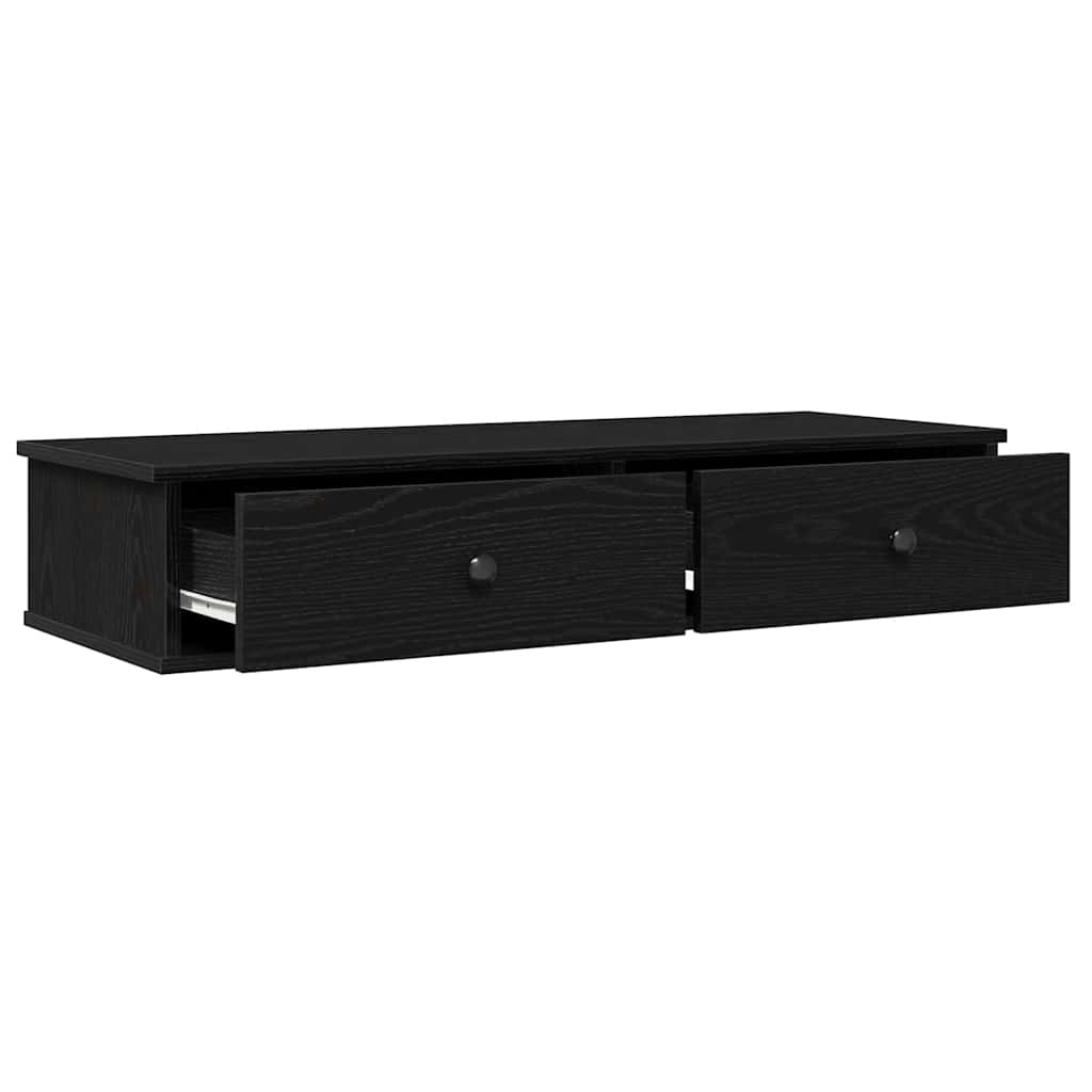 Wandschap met lades 100x37,5x19 cm bewerkt hout zwart is nu te koop bij PeponiXL, paradijselijk wonen!
