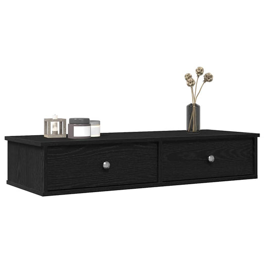 Wandschap met lades 100x37,5x19 cm bewerkt hout zwart is nu te koop bij PeponiXL, paradijselijk wonen!