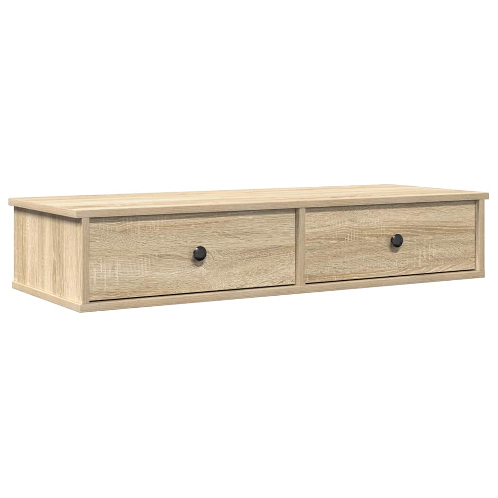Wandschap met lades 100x37,5x19 cm bewerkt hout sonoma eiken is nu te koop bij PeponiXL, paradijselijk wonen!
