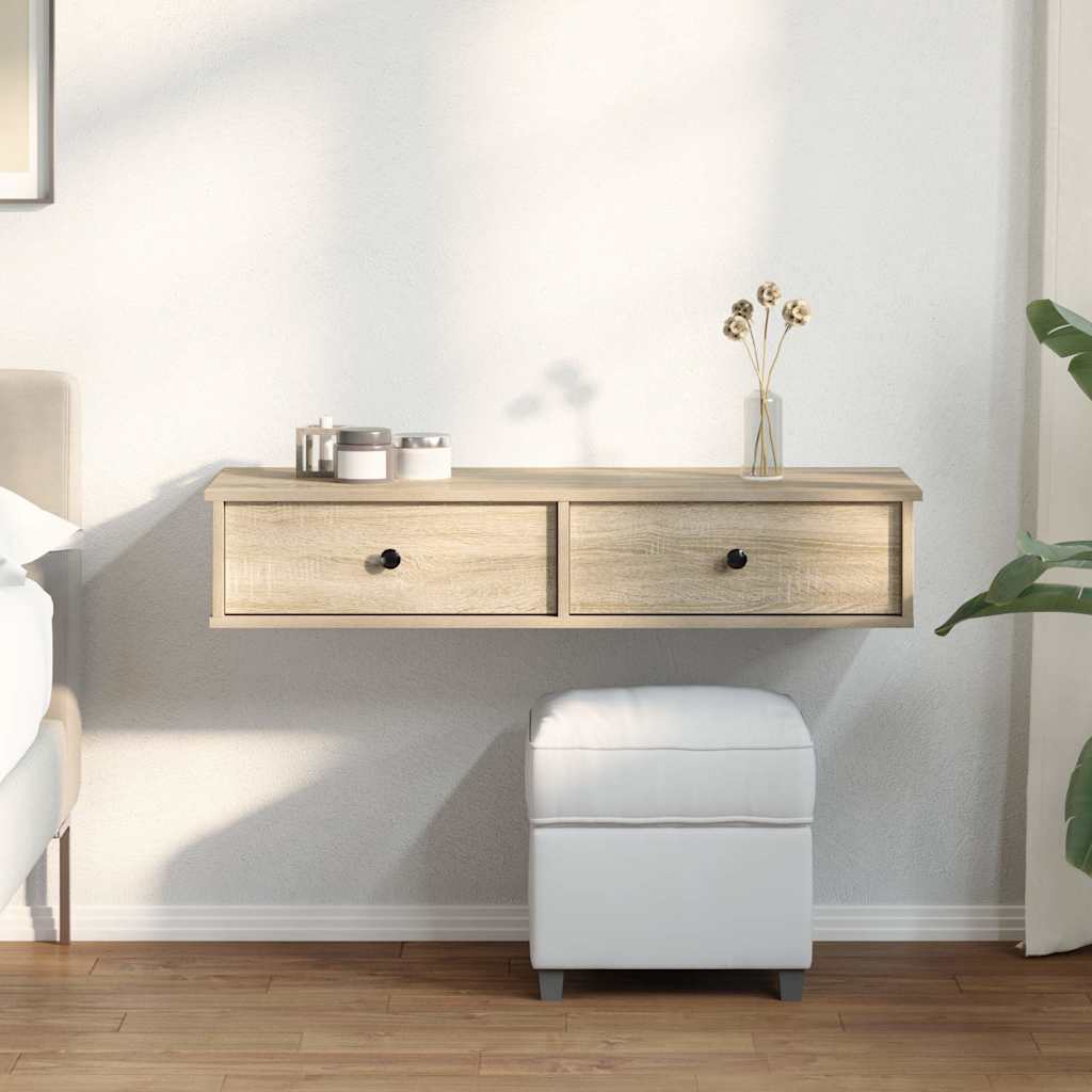 Wandschap met lades 100x37,5x19 cm bewerkt hout sonoma eiken is nu te koop bij PeponiXL, paradijselijk wonen!