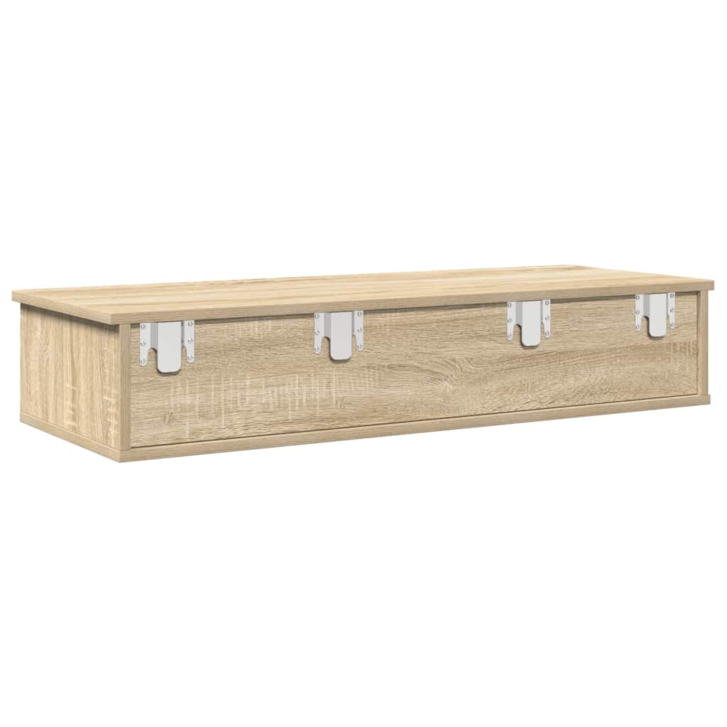 Wandschap met lades 100x37,5x19 cm bewerkt hout sonoma eiken is nu te koop bij PeponiXL, paradijselijk wonen!