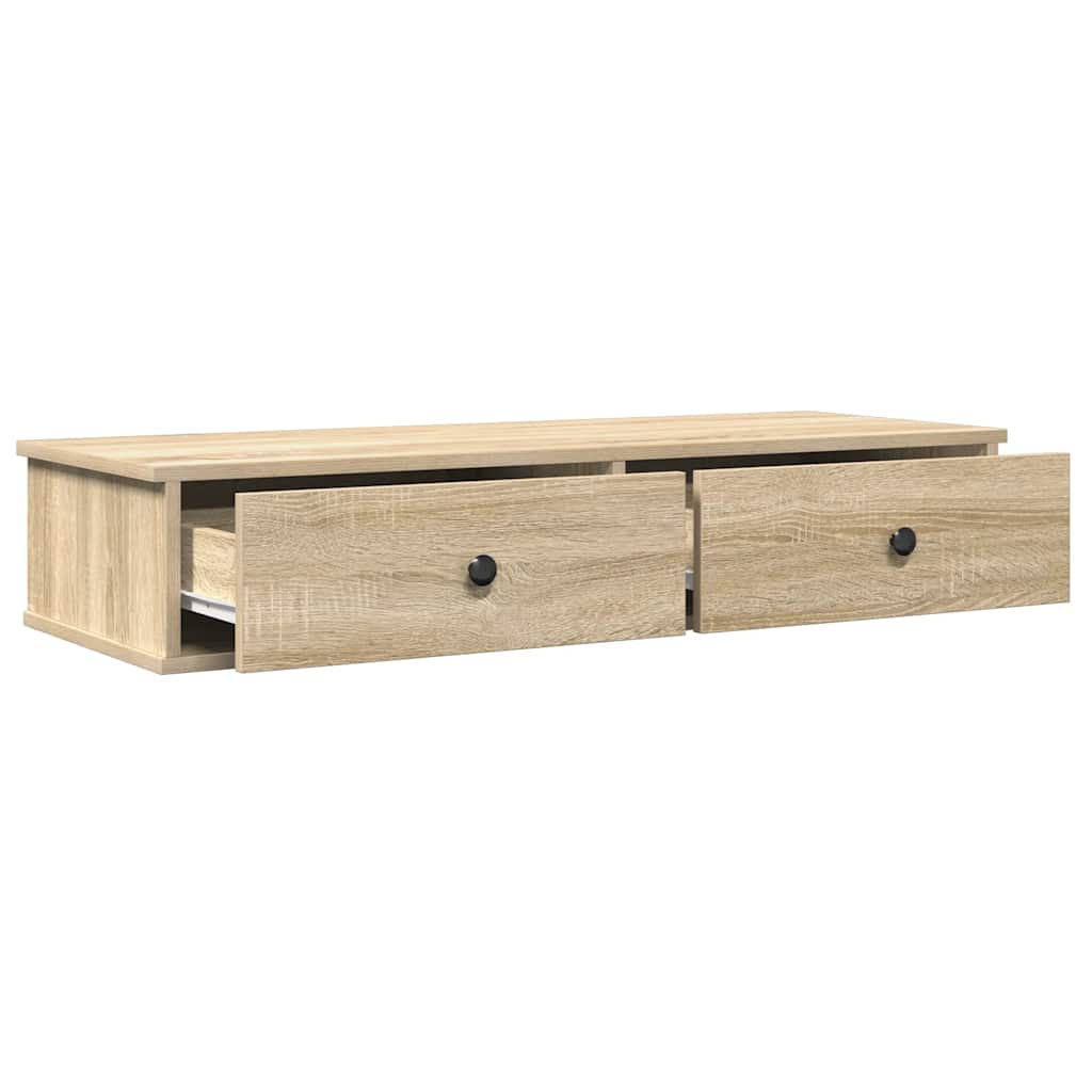 Wandschap met lades 100x37,5x19 cm bewerkt hout sonoma eiken is nu te koop bij PeponiXL, paradijselijk wonen!